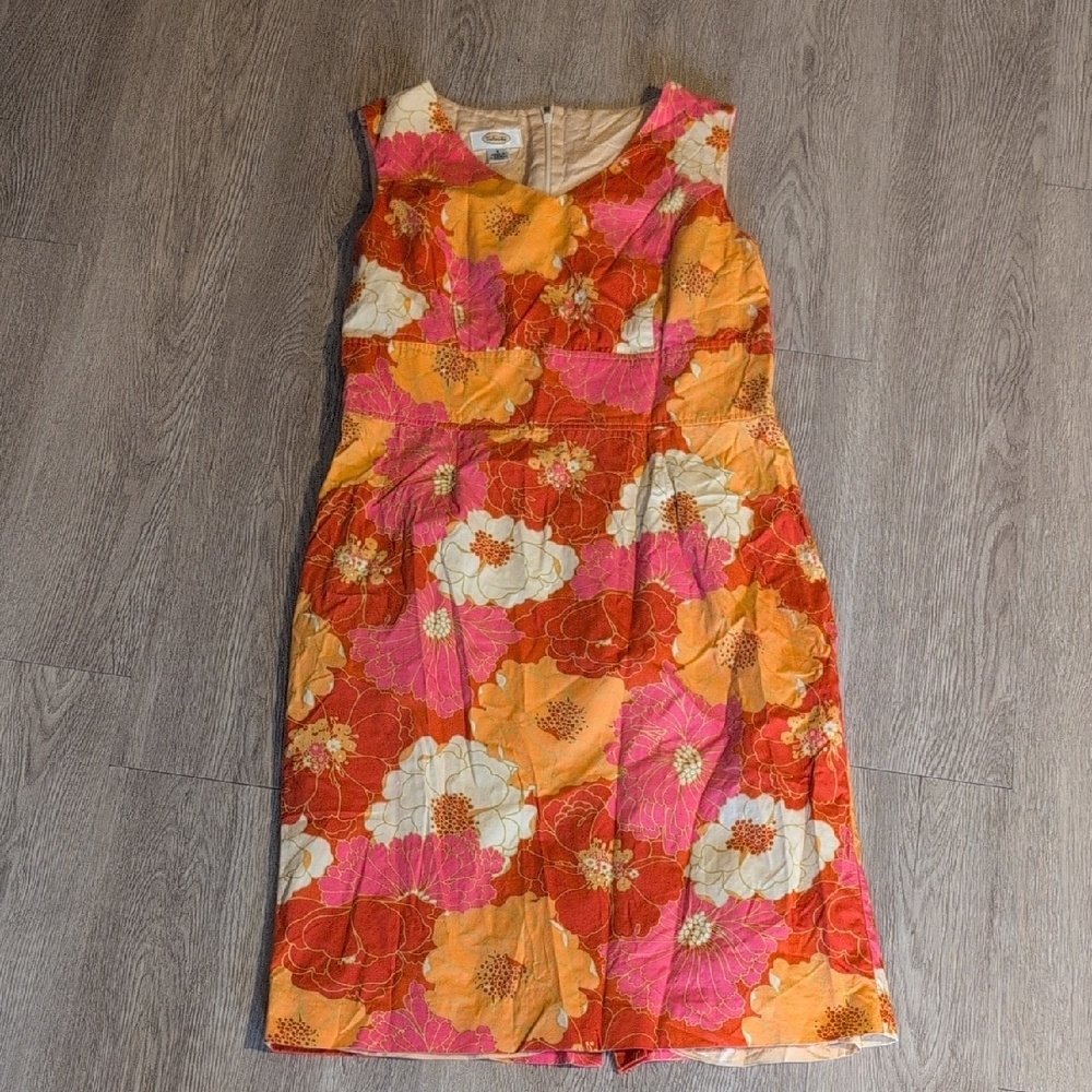 Floral Sleeveless Dress in Orange and Pink